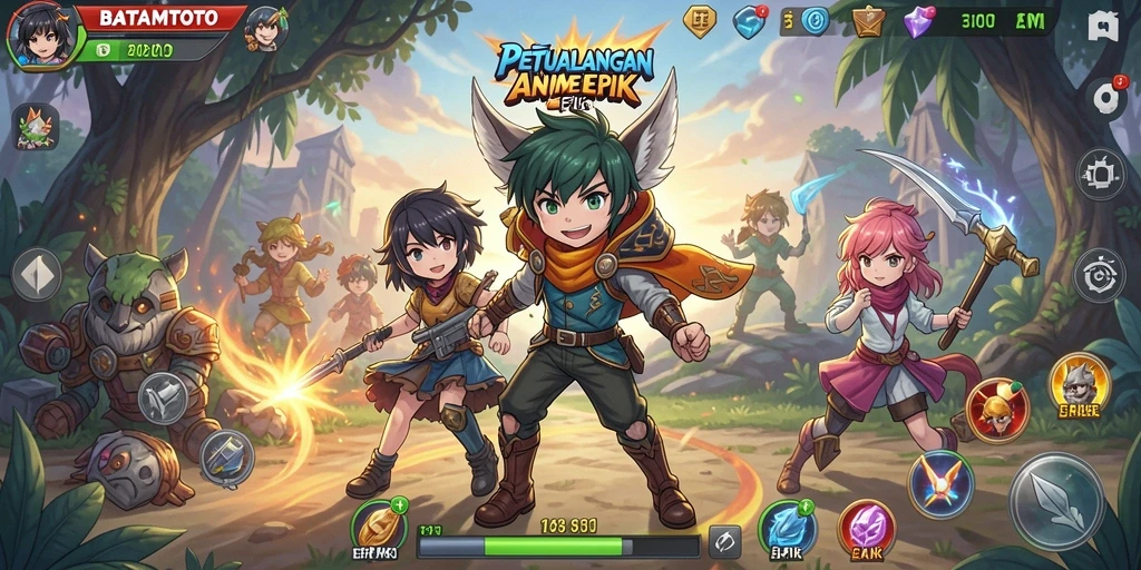 Tampilan gameplay seru dari BATAMTOTO dengan karakter Anime yang memukau.