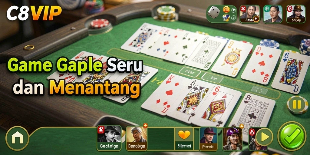 Tampilan menarik dari gameplay Gaple C8VIP yang seru.