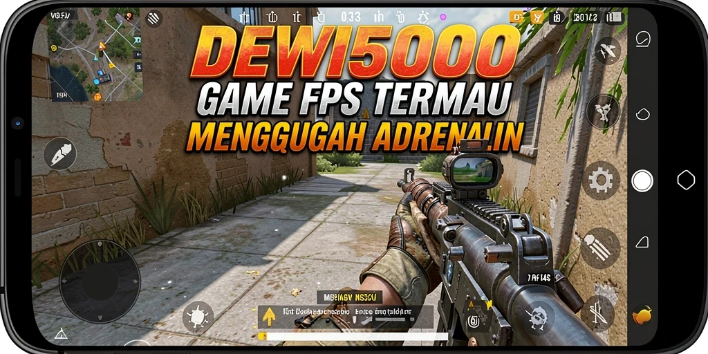 Tangkapan layar utama DEWI5000 menunjukkan aksi intens dalam gameplay FPS yang menegangkan.