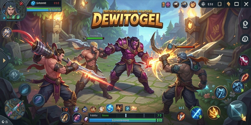 Tampilan aksi seru dalam DEWITOGEL saat bertempur dengan tim di arena.