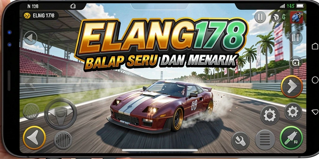 Tampilan seru dari gameplay ELANG178 dengan mobil balap.