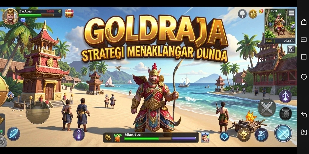 Screenshot gameplay GOLDRAJA menunjukkan pertarungan strategi yang intens dan mendebarkan.