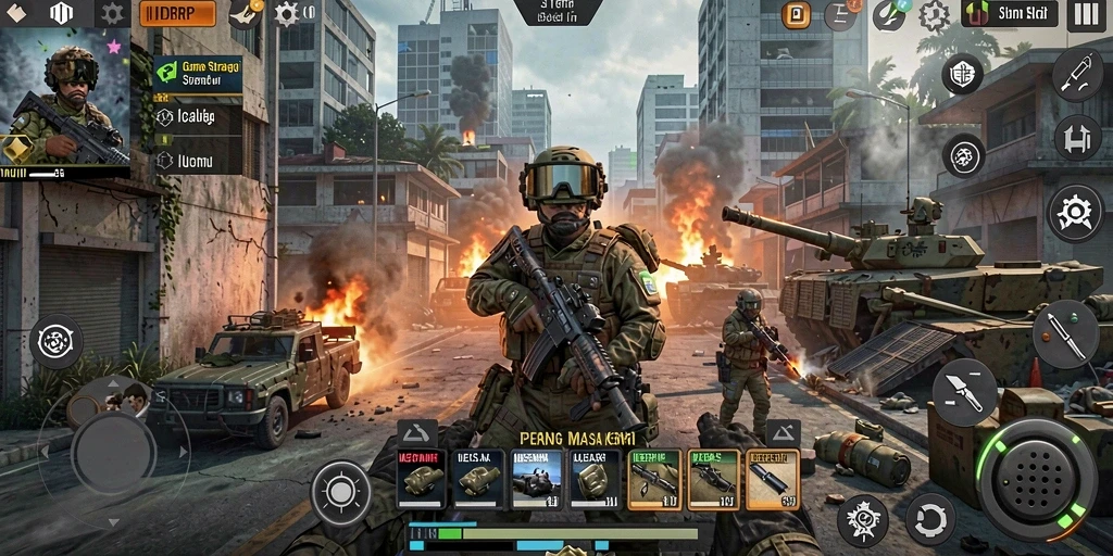 Tampilan menarik dari gameplay strategi pertempuran IDRRP.