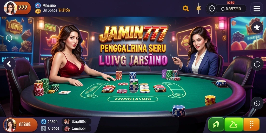 Screenshot utama JAMIN777 menampilkan dealer profesional dalam permainan Live Casino.