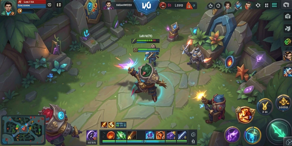 Screenshot gameplay LATOTO menampilkan pertempuran seru di arena.