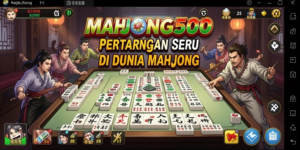 Screenshot menunjukkan aksi pertarungan seru di MAHJONG500.