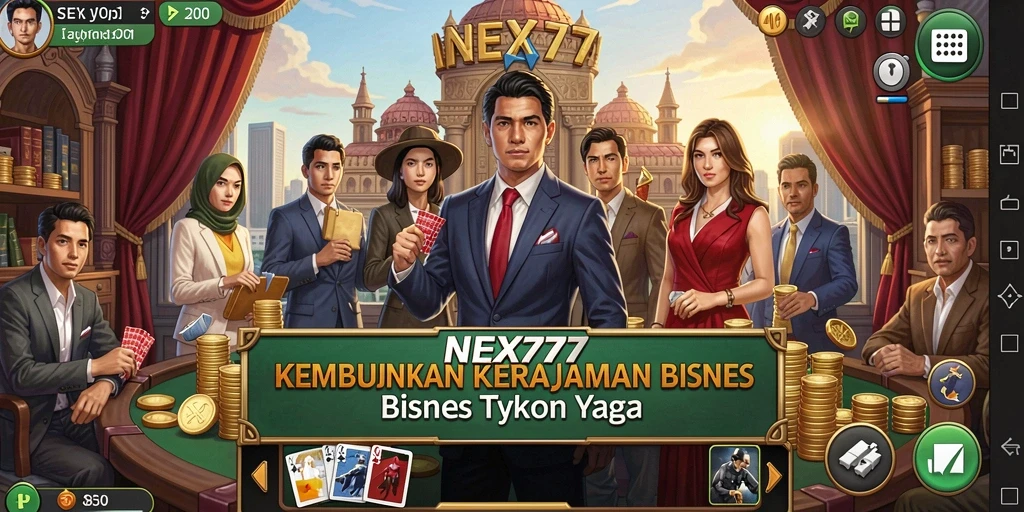 Screenshot gameplay NEX777 yang menunjukkan manajemen bisnis yang seru.