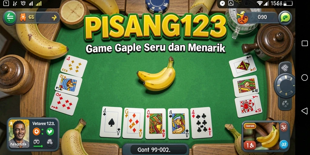 Tampilan gameplay seru dari PISANG123 yang menggambarkan suasana permainan Gaple.