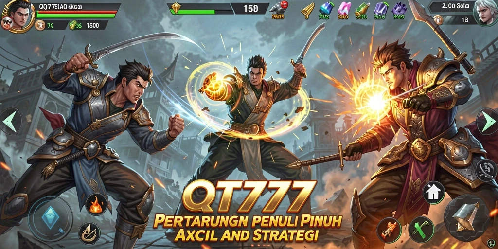 Screenshot utama QT777 menunjukkan aksi pertarungan yang mendebarkan.