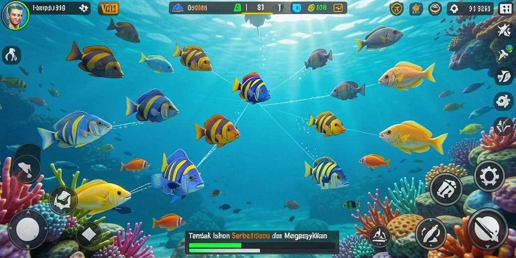 Gameplay seru dengan berbagai ikan untuk ditembak.