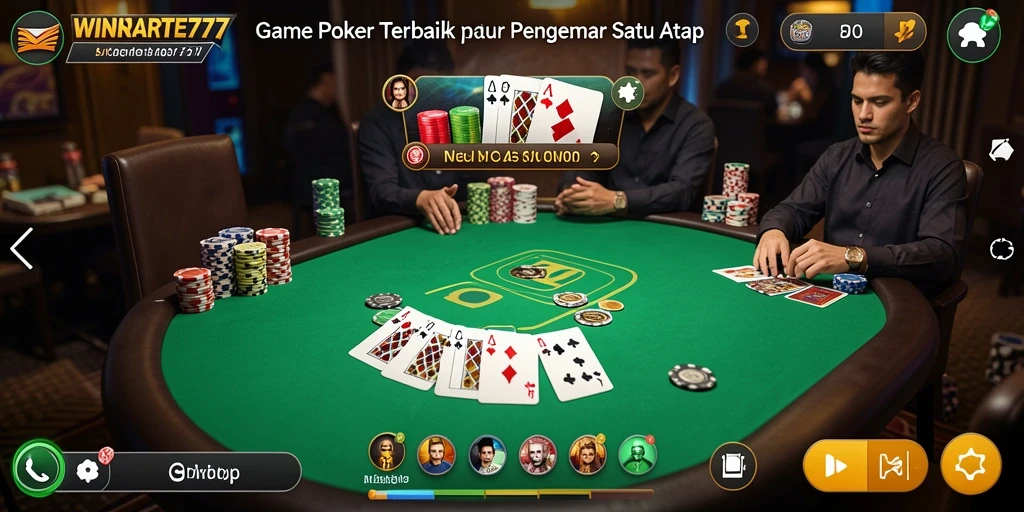 Screenshot gameplay WINRATE777 yang menampilkan suasana permainan Poker yang seru.